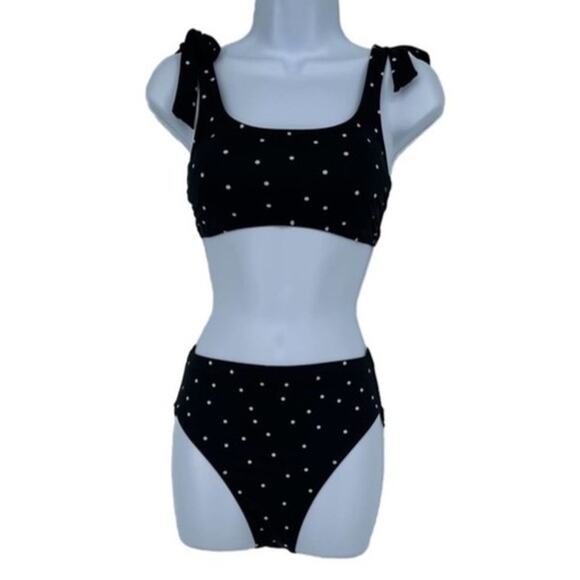 Swimsuit Classic Vintage Style Bikini set in Black with White Polka-Dots Size SM - Picture 1 of 8